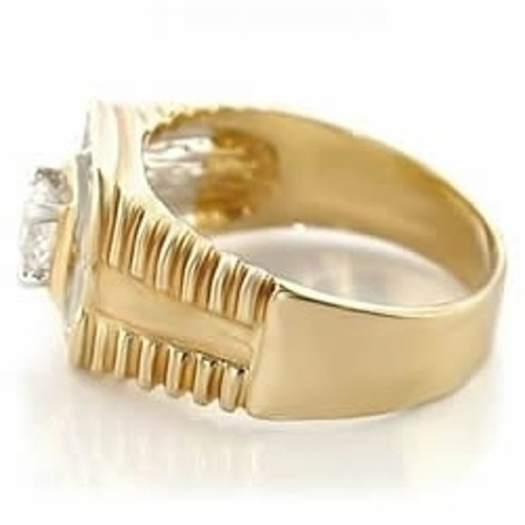 Bianco Men's Gold Zirconia Ring - Picture 4 of 8
